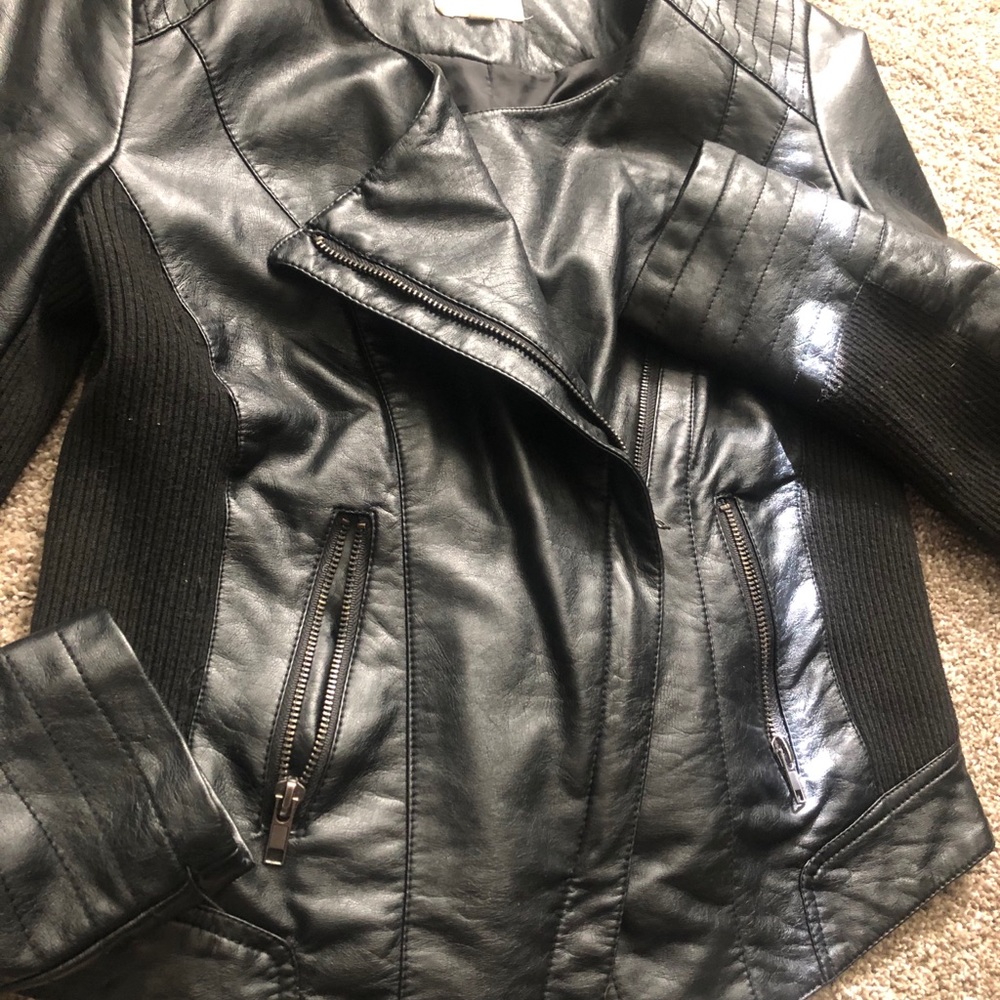 Flattering faux leather jacket